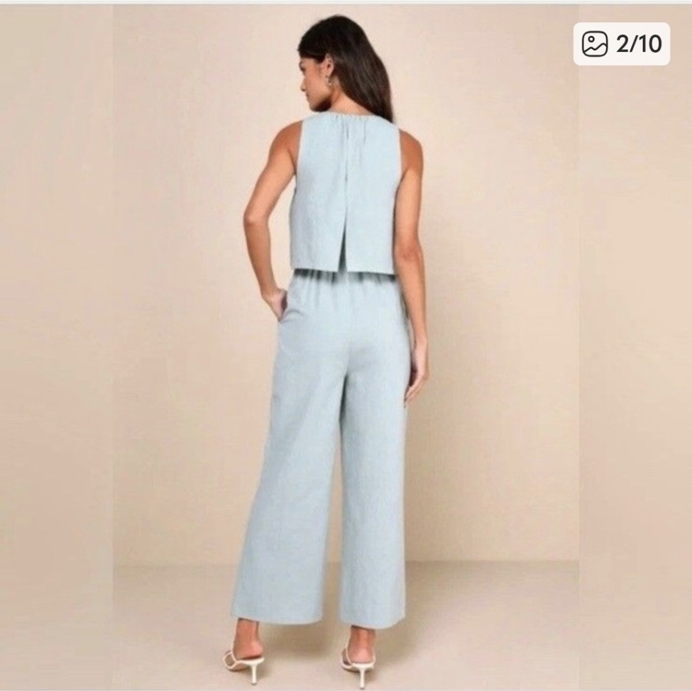 Lulus Breezy Sophistication Sage Jumpsuit Size Medium - Picture 3 of 8